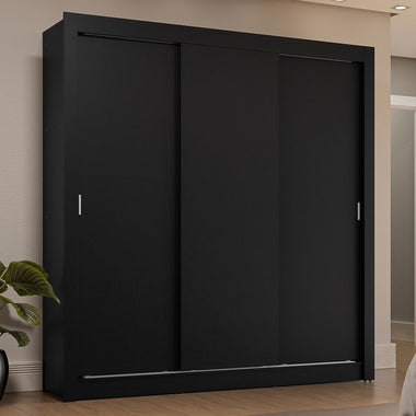 Clóset Matrimonial 170 cm 3 Puertas Corredizas 4 Cajones Negro Sublime Madesa