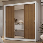 Clóset Matrimonial 170 cm 3 Puertas Corredizas Con 1 Espejo 2 Cajones Blanco/Marrón Sublime Madesa