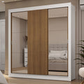 Clóset Matrimonial 170 cm 3 Puertas Corredizas Con 2 Espejos 2 Cajones Blanco/Marrón Sublime Madesa