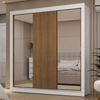 Clóset Matrimonial 170 cm 3 Puertas Corredizas Con 2 Espejos 2 Cajones Blanco/Marrón Sublime Madesa