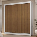 Clóset Matrimonial 170 cm 3 Puertas Corredizas 2 Cajones Blanco/Marrón Sublime Madesa