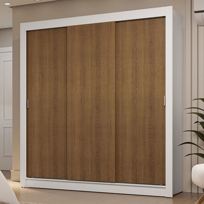 Clóset Matrimonial 170 cm 3 Puertas Corredizas 2 Cajones Blanco/Marrón Sublime Madesa