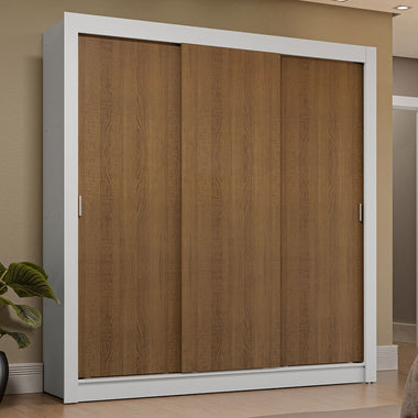 Clóset Matrimonial 170 cm 3 Puertas Corredizas 4 Cajones Blanco/Marrón Sublime Madesa