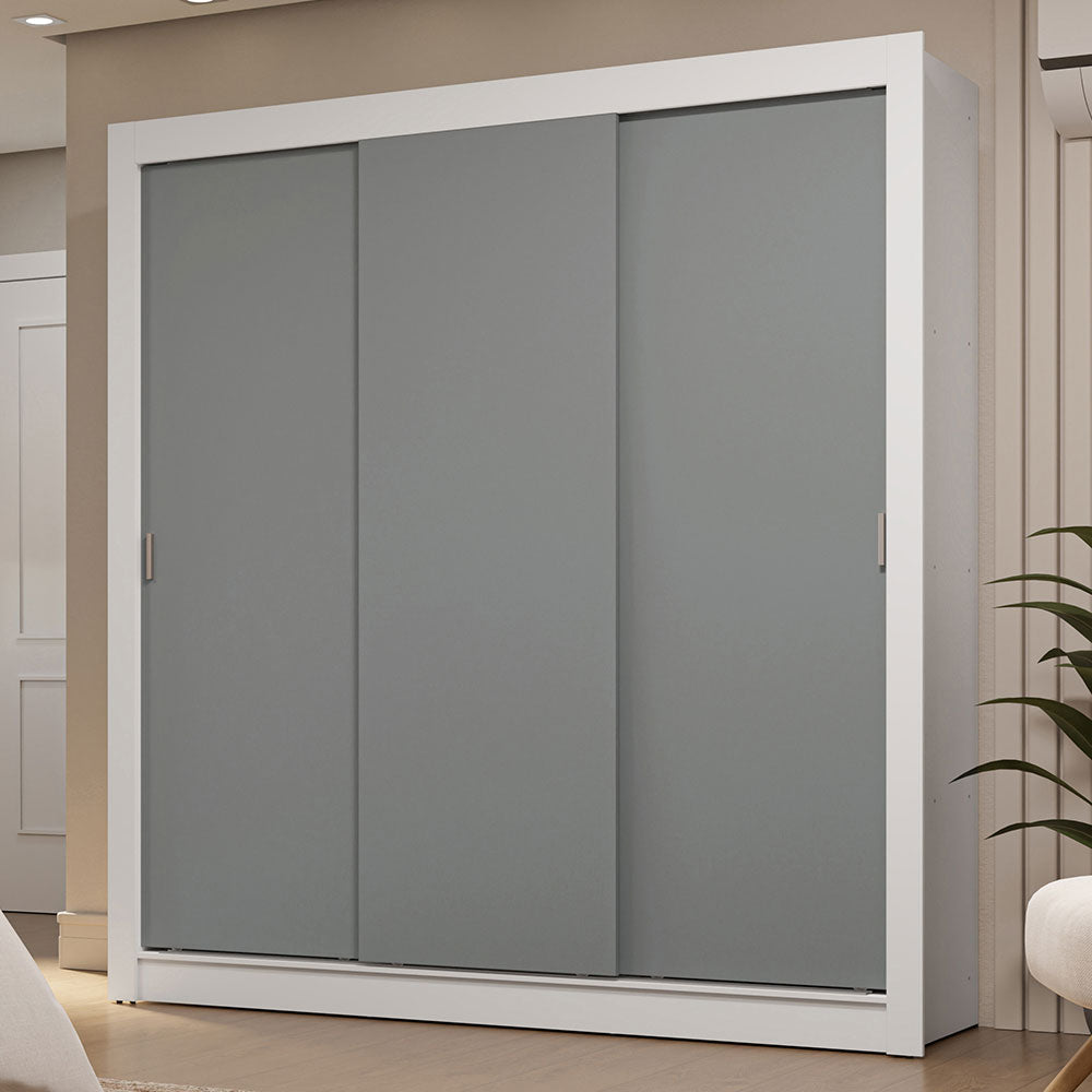 Clóset Matrimonial 170 cm 3 Puertas Corredizas 2 Cajones Blanco/Gris Sublime Madesa