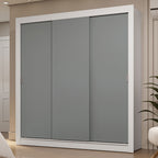Clóset Matrimonial 170 cm 3 Puertas Corredizas 2 Cajones Blanco/Gris Sublime Madesa