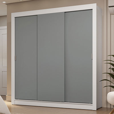 Clóset Matrimonial 170 cm 3 Puertas Corredizas 2 Cajones Blanco/Gris Sublime Madesa