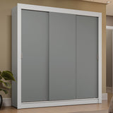 Clóset Matrimonial 3 Puertas Corredizas 4 Cajones Blanco/Gris Sublime Plus