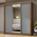 Clóset Matrimonial 170 cm 3 Puertas Corredizas Con 1 Espejo Marrón/Gris Nobre Madesa