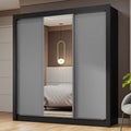 Clóset Matrimonial 170 cm 3 Puertas Corredizas Con 1 Espejo Marrón/Gris Nobre Madesa