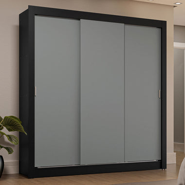 Clóset Matrimonial 170 cm 3 Puertas Corredizas 4 Cajones Negro/Gris Sublime Madesa