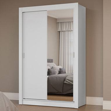 Clóset Soltero 117 cm 2 Puertas Corredizas Con 1 Espejo Blanco Milano Madesa