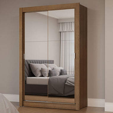 Clóset Soltero 117 cm 2 Puertas Corredizas Con 2 Espejos Marrón Milano Madesa