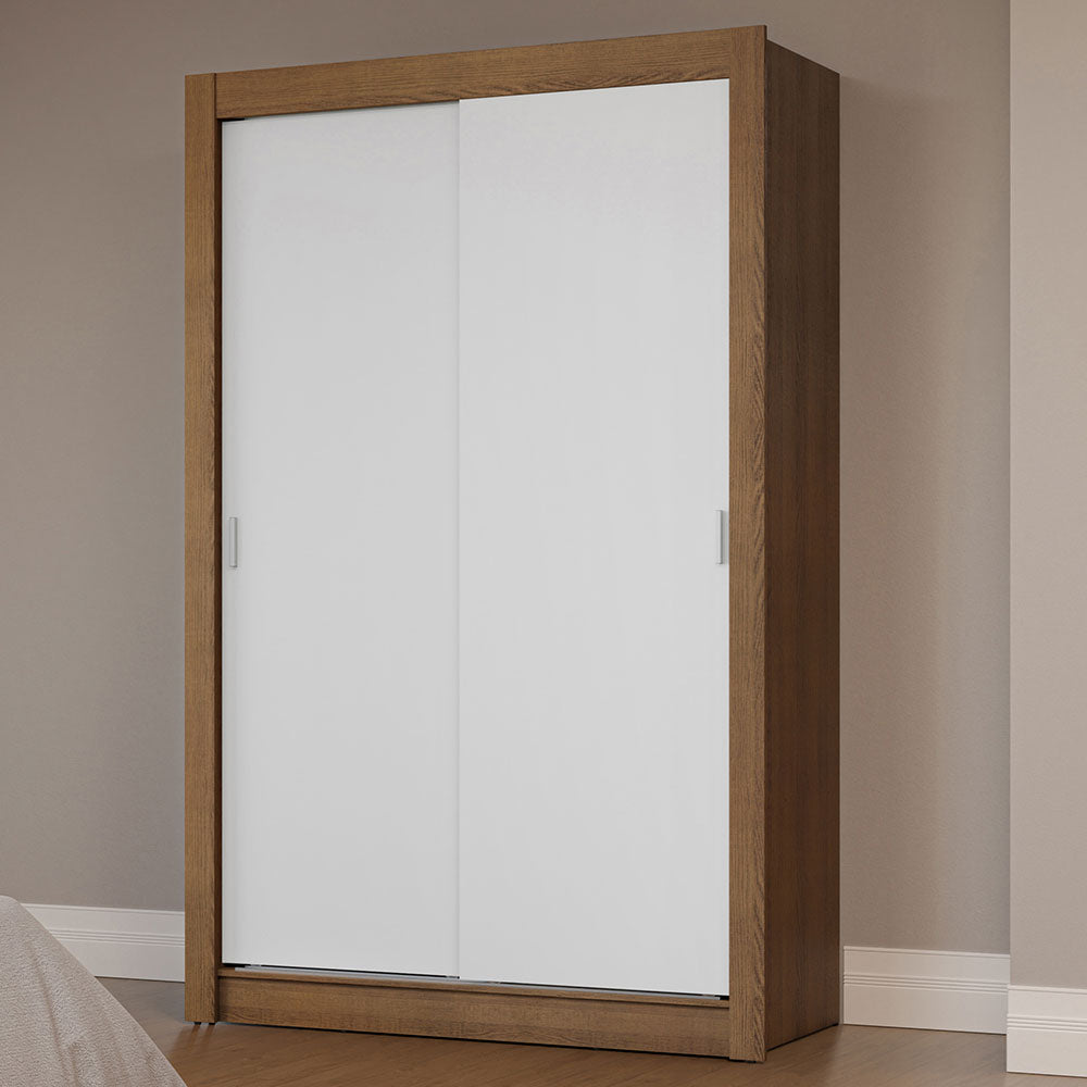 Clóset Soltero 117 cm 2 Puertas Corredizas Marrón/Blanco Milano Madesa