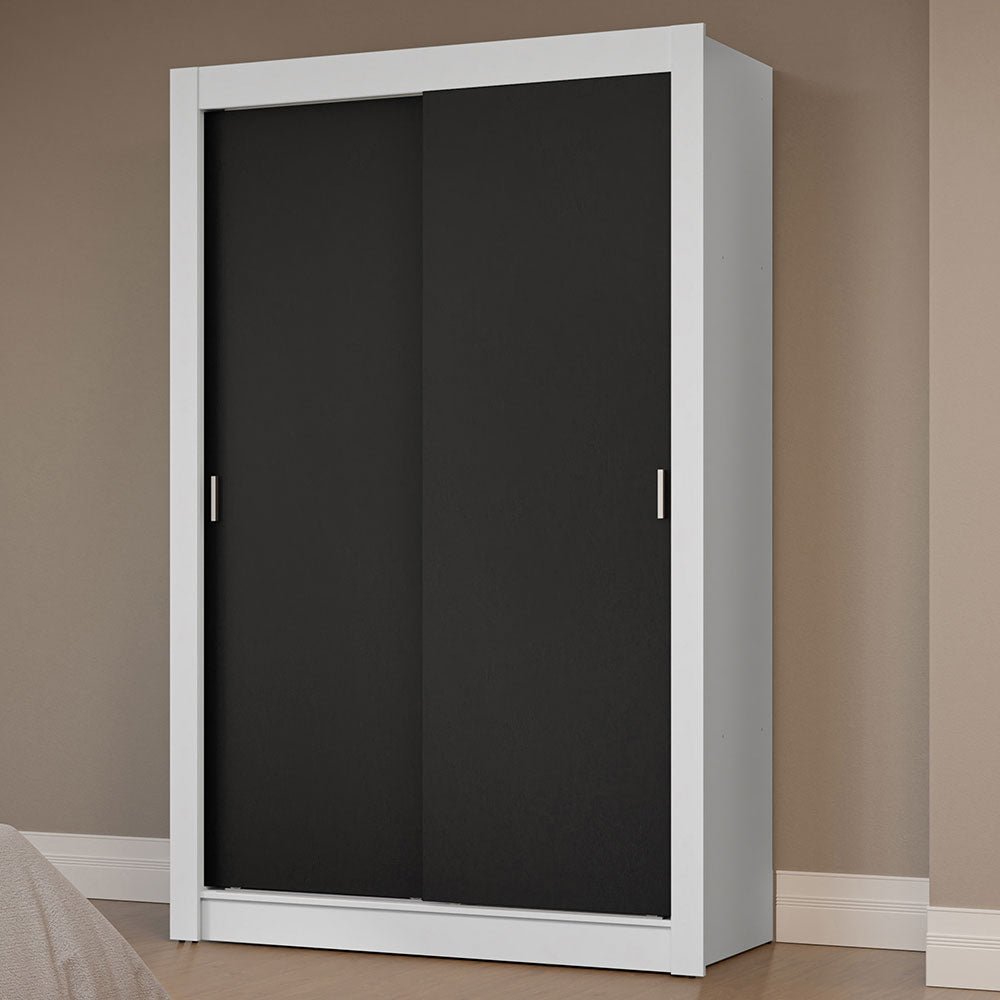 Clóset Soltero 117 cm 2 Puertas Corredizas Blanco/Negro Milano Madesa