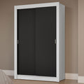 Clóset Soltero 117 cm 2 Puertas Corredizas Blanco/Negro Milano Madesa