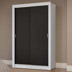 Clóset Soltero 117 cm 2 Puertas Corredizas Blanco/Negro Milano Madesa