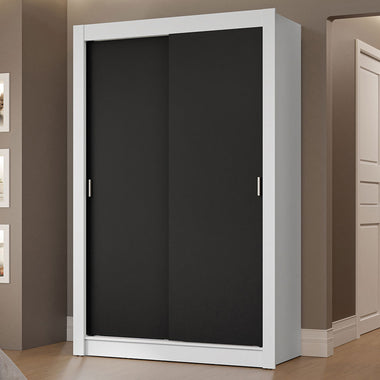 Clóset Soltero 117 cm 2 Puertas Corredizas 2 Cajones Blanco/Negro Vivare Madesa