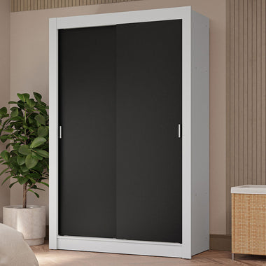 Clóset Soltero 117 cm 2 Puertas Corredizas 4 Cajones Blanco/Negro Vivare Madesa