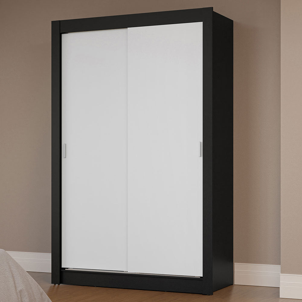 Clóset Soltero 117 cm 2 Puertas Corredizas Negro/Blanco Milano Madesa