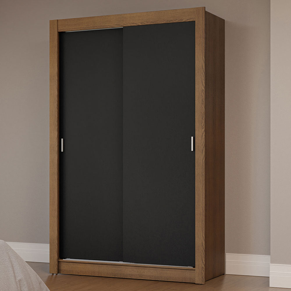 Clóset Soltero 117 cm 2 Puertas Corredizas Marrón/Negro Milano Madesa