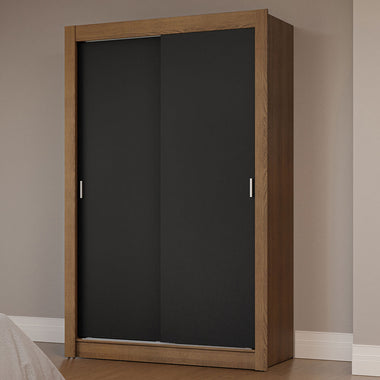 Clóset Soltero 117 cm 2 Puertas Corredizas Marrón/Negro Milano Madesa