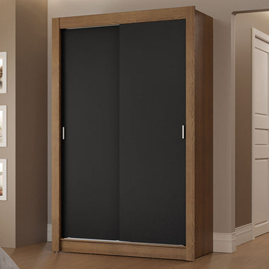 Clóset Soltero 117 cm 2 Puertas Corredizas 2 Cajones Marrón/Negro Vivare Madesa