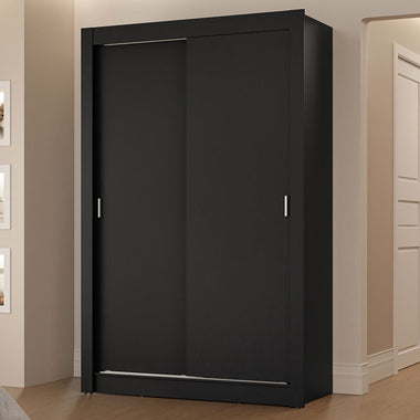 Clóset Soltero 117 cm 2 Puertas Corredizas 2 Cajones Negro Vivare Madesa