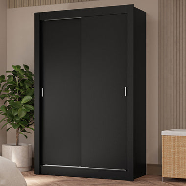 Clóset Soltero 117 cm 2 Puertas Corredizas 4 Cajones Negro Vivare Madesa
