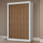 Clóset Soltero 117 cm 2 Puertas Corredizas Blanco/Marrón Milano Madesa