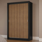 Clóset Soltero 117 cm 2 Puertas Corredizas Negro/Marrón Milano Madesa