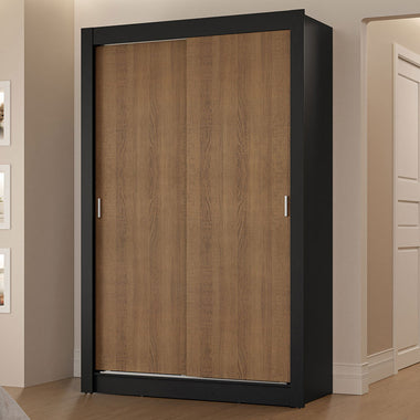 Clóset Soltero 117 cm 2 Puertas Corredizas 2 Cajones Negro/Marrón Vivare Madesa
