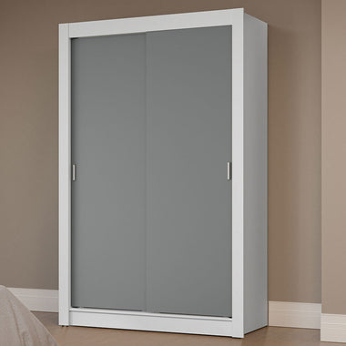 Clóset Soltero 117 cm 2 Puertas Corredizas Blanco/Gris Milano Madesa