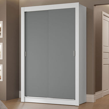 Clóset Soltero 117 cm 2 Puertas Corredizas 2 Cajones Blanco/Gris Vivare Madesa