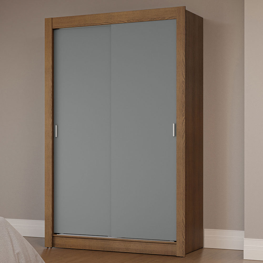 Clóset Soltero 117 cm 2 Puertas Corredizas Marrón/Gris Milano Madesa