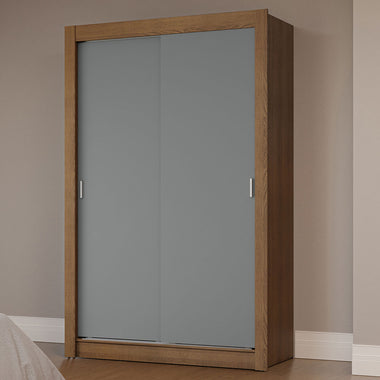 Clóset Soltero 117 cm 2 Puertas Corredizas Marrón/Gris Milano Madesa