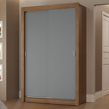 Clóset Soltero 117 cm 2 Puertas Corredizas 2 Cajones Marrón/Gris Vivare Madesa