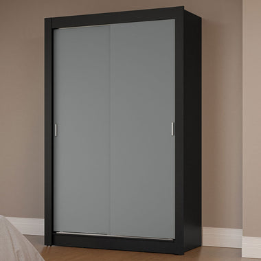 Clóset Soltero 117 cm 2 Puertas Corredizas Negro/Gris Milano Madesa