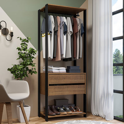 Clóset Modular 2 Cajones 70cm Marrón/Negro Valencia