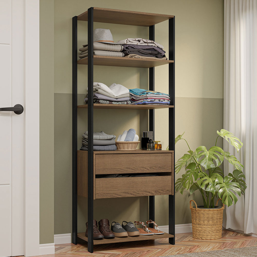 Clóset Modulado 2 Cajones 4 Niveles 70cm Marrón/Negro Valencia