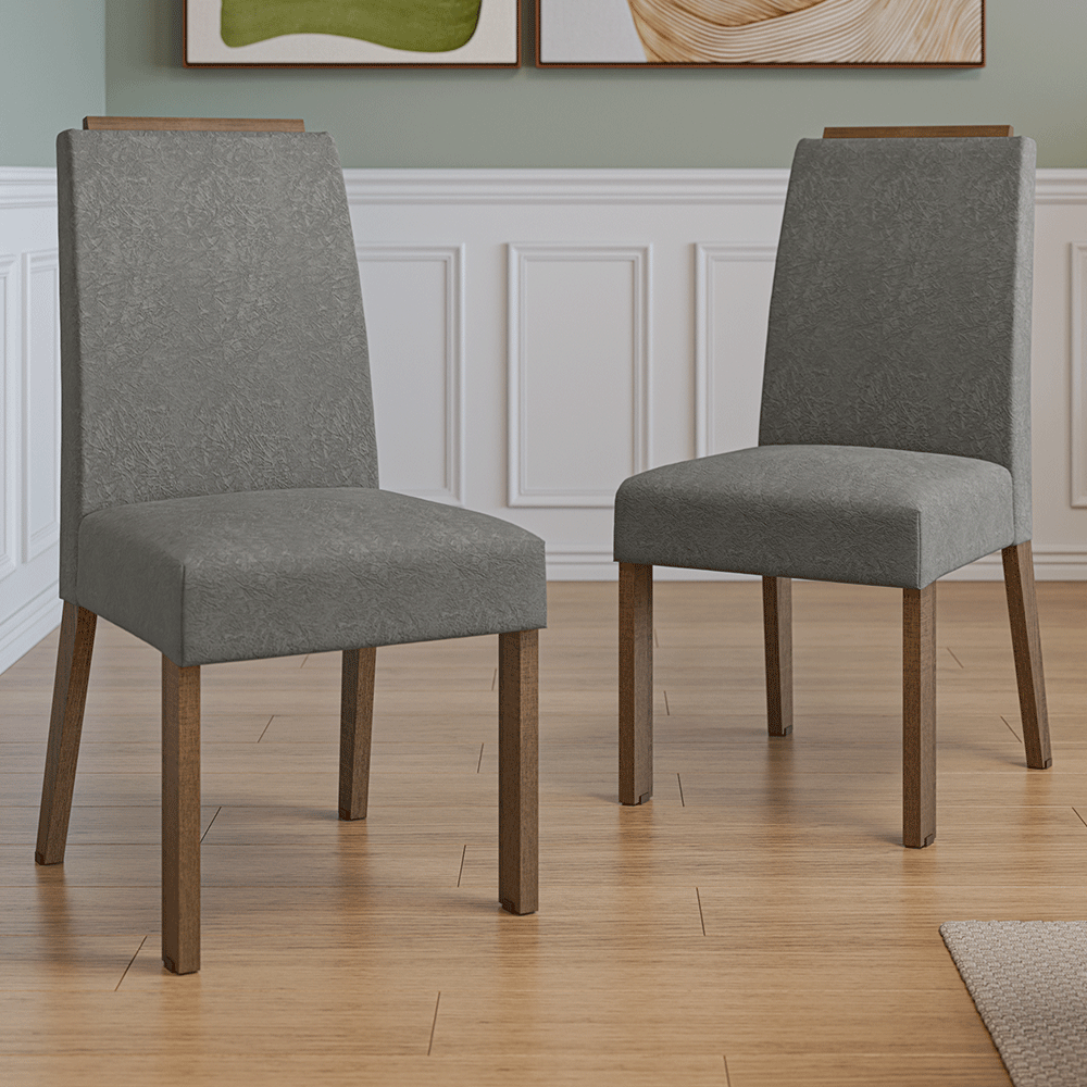 Combo 2 Sillas de Comedor 4255 con Detalle Amaderado Marrón/Silver Madesa
