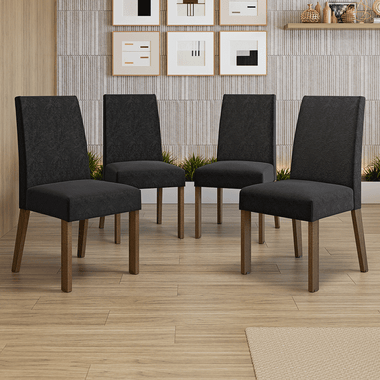 Kit 4 Sillas de Comedor Marrón/Oxford Madesa
