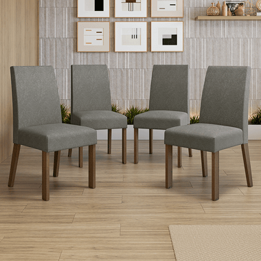Kit 4 Sillas de Comedor Marrón/Silver Madesa
