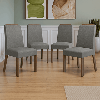 Kit 4 Sillas de Comedor Marrón/Silver Madesa