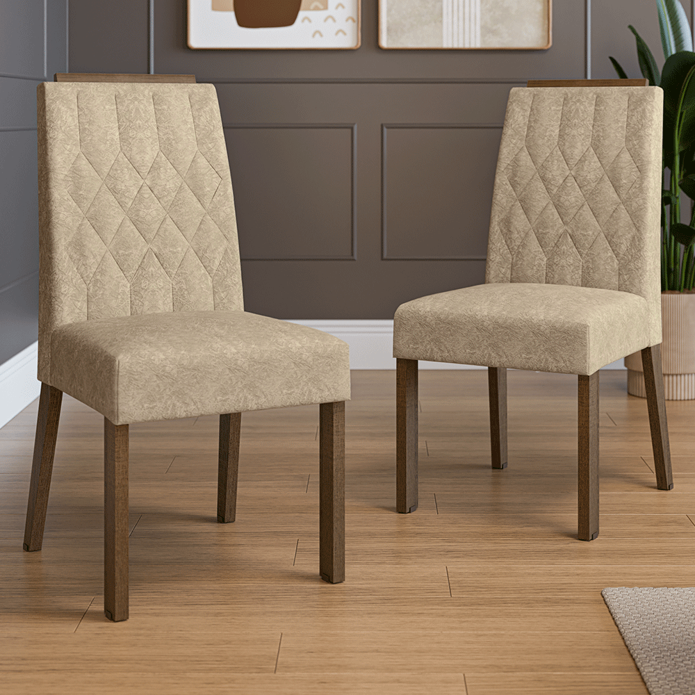 Combo 2 Sillas de Comedor 4256 con Detalle Amaderado Marrón/Imperial Madesa