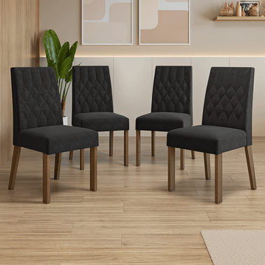 Kit 4 Sillas de Comedor Marrón/Oxford Madesa
