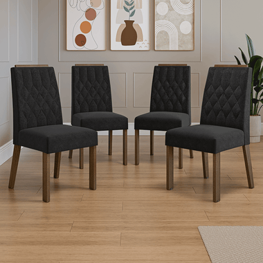 Kit 4 Sillas de Comedor Marrón/Oxford Madesa