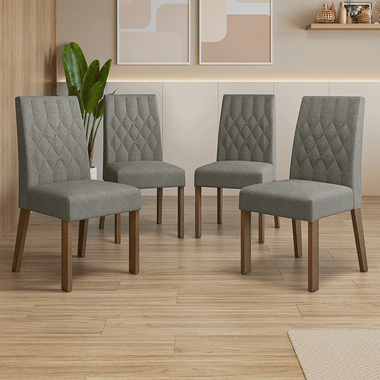 Kit 4 Sillas de Comedor Marrón/Silver Madesa