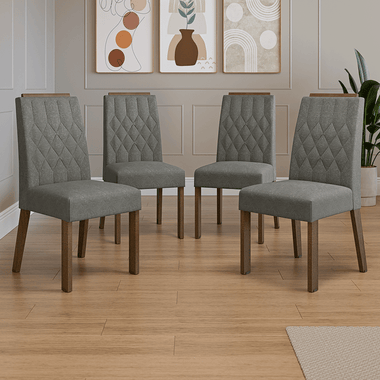 Kit 4 Sillas de Comedor Marrón/Silver Madesa
