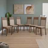 Juego de 6 Sillas 4280 Marrón/Crema/Sintético Beige