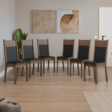Kit 6 Sillas de Comedor Marrón/Negro Madesa